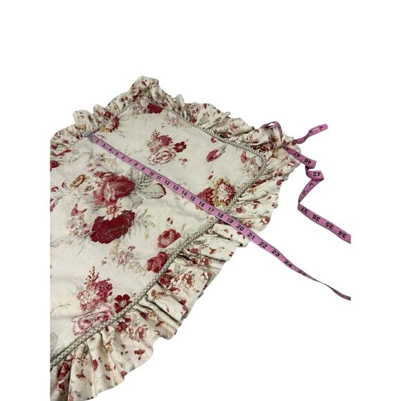 Waverly Home Fashions Vintage Red Cream Floral Ruffle KING Pillow Sham Cottage - Picture 6 of 7